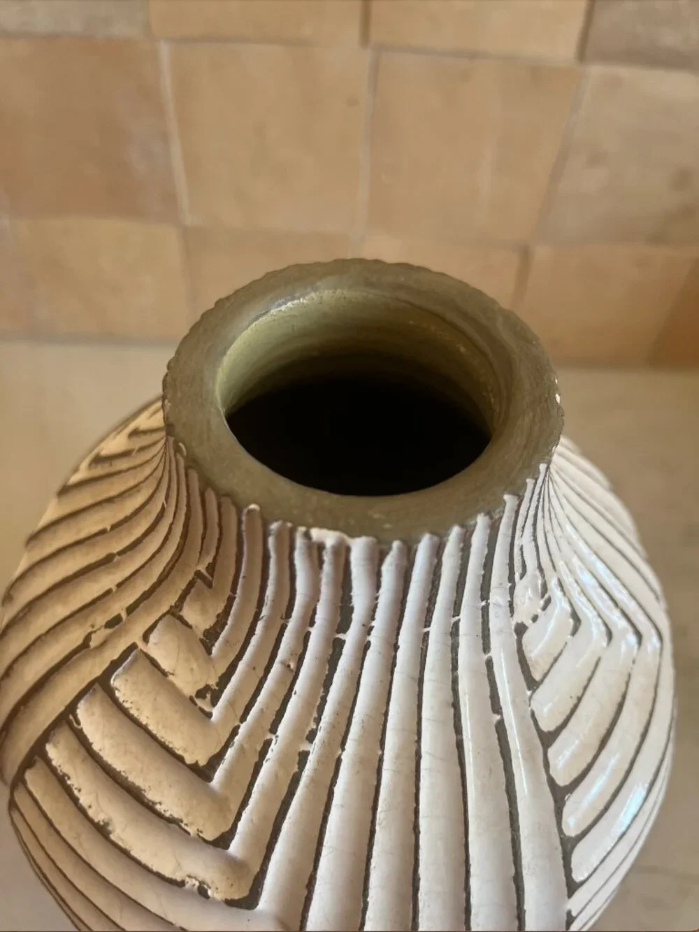 West Elm Ribbed Ceramic Stoneware Vase